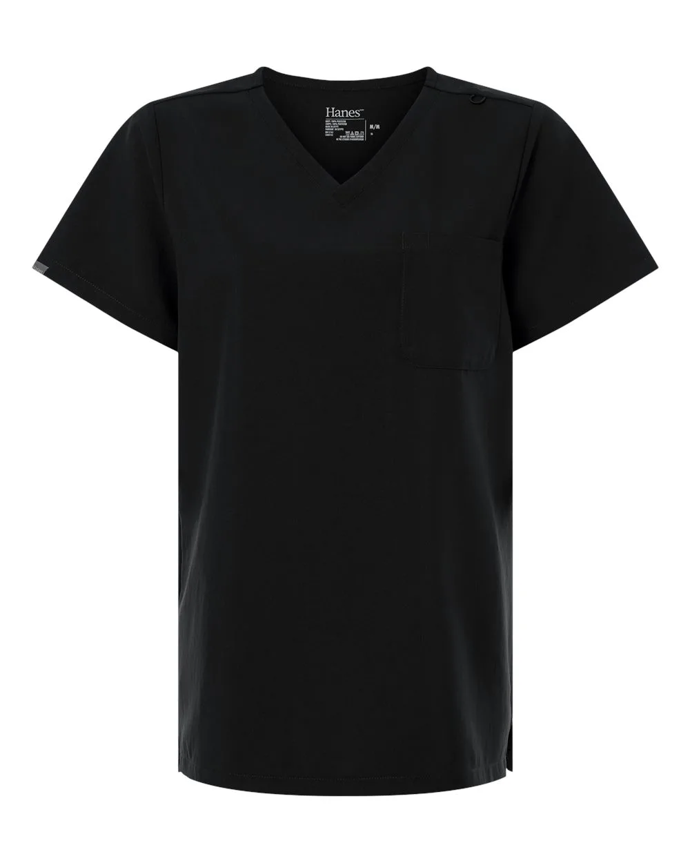 Hanes HSB000 Women's V-Neck 1 Pocket Scrub Top — blank garment, front view
