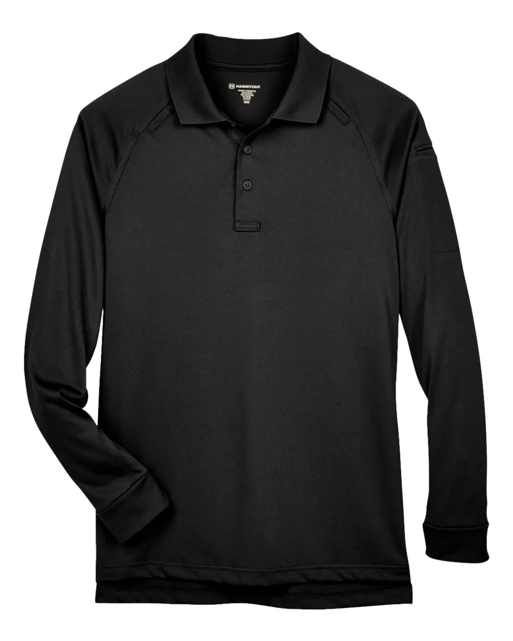 Harriton M211L Men's Advantage Long Sleeve Tactical Polo — blank polo, front view