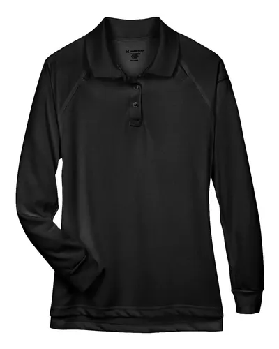 Harriton M211LW Women's Advantage Long Sleeve Tactical Polo — blank polo, front view