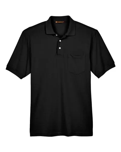 Harriton M265P Men's Easy Blend™ Polo with Pocket — blank polo, front view