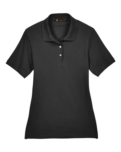 Harriton M265W Women's Easy Blend Polo — blank polo, front view