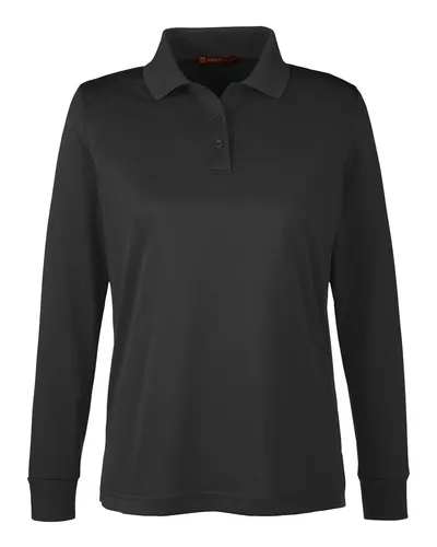 Harriton M348LW Women's Advantage Snag Protection Plus IL Long Sleeve Polo — blank polo, front view