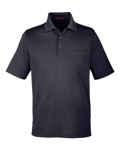 Harriton M348P Men's Advantage Snag Protection Plus IL Pocket Polo — blank polo, front view