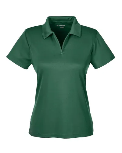 Harriton M353W Women's Double Mesh Polo — blank polo, front view