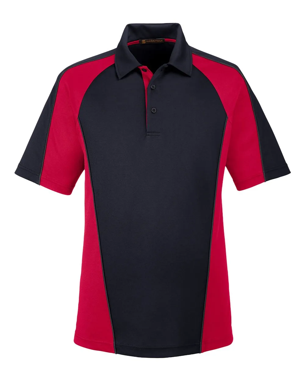 Harriton M385 Men's Advantage Snag Protection Plus IL Colorblock Polo — blank polo, front view