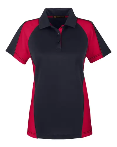 Harriton M385W Women's Advantage Snag Protection Plus IL Colorblock Polo — blank polo, front view