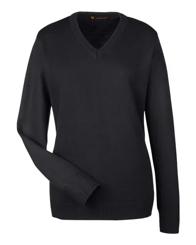 Harriton M420W Women's Pilbloc V-Neck Sweater — blank garment, front view