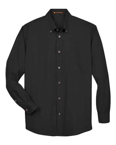 Harriton M500T Men's Tall Easy Blend™ Twill Dress Shirt — blank woven shirt, front view