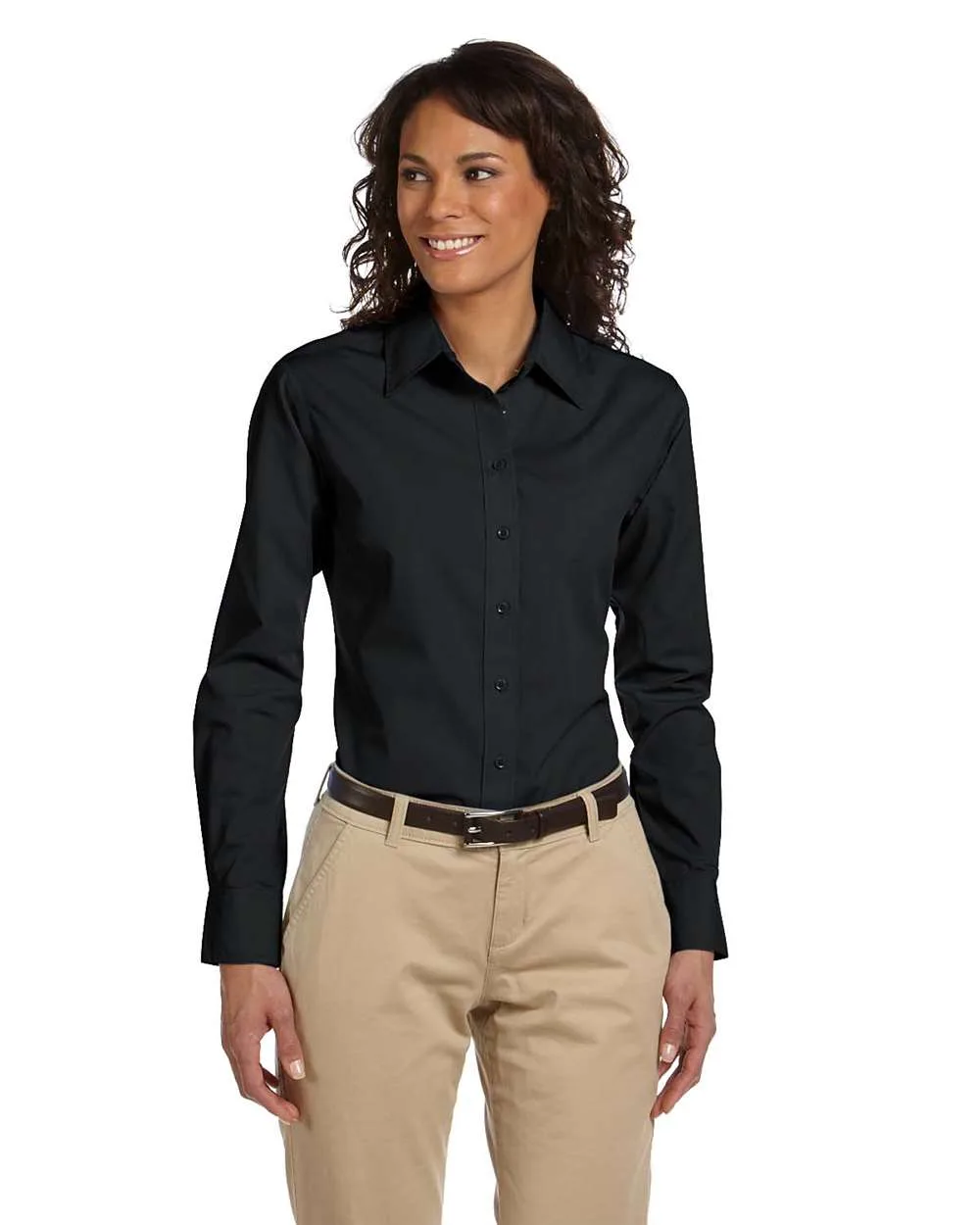 Harriton M510W Women's Essential Poplin — blank garment, front view
