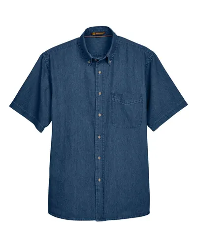 Harriton M550S Men's Denim Shirt — blank garment, front view