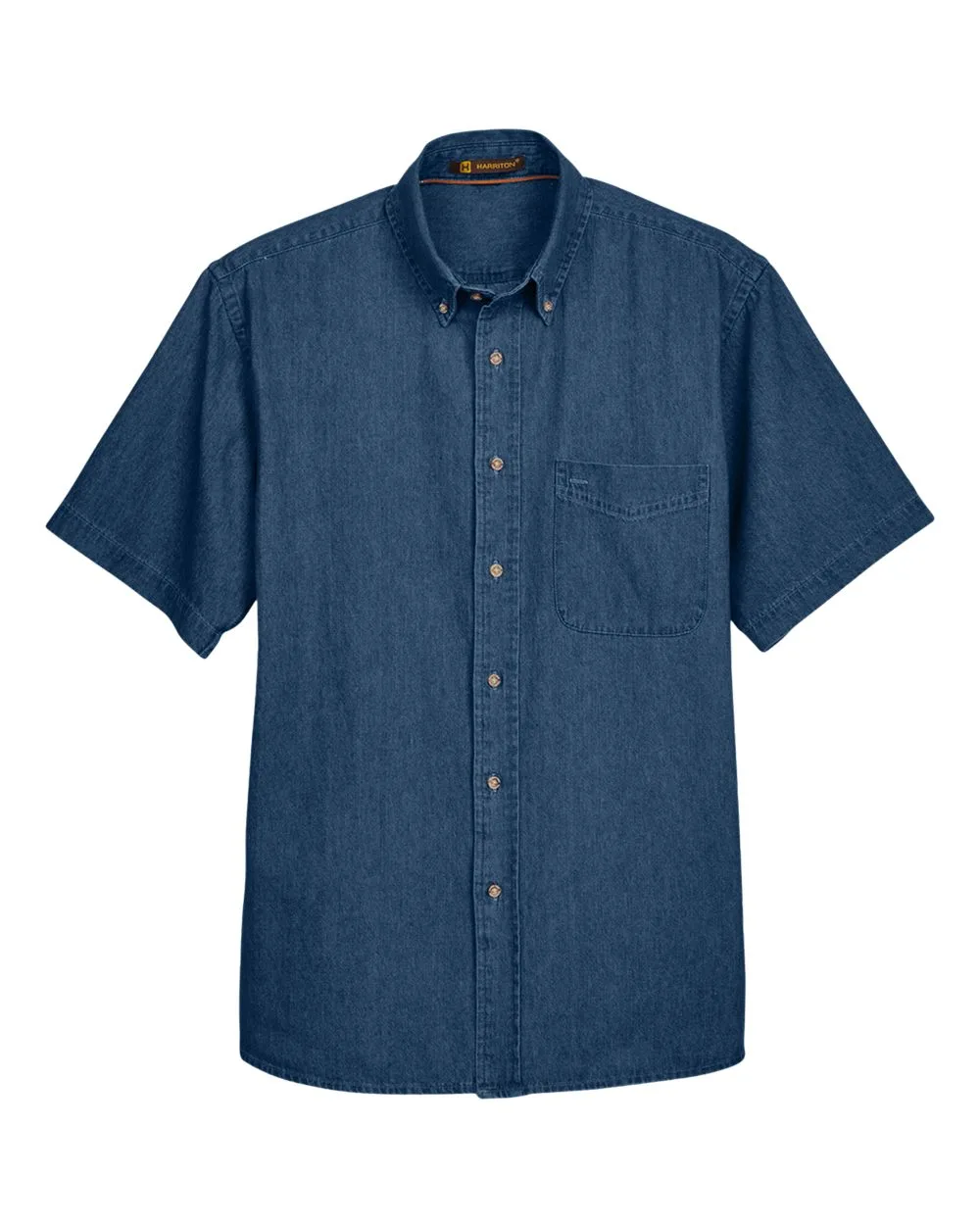 Harriton M550S Men's Denim Shirt — blank garment, front view