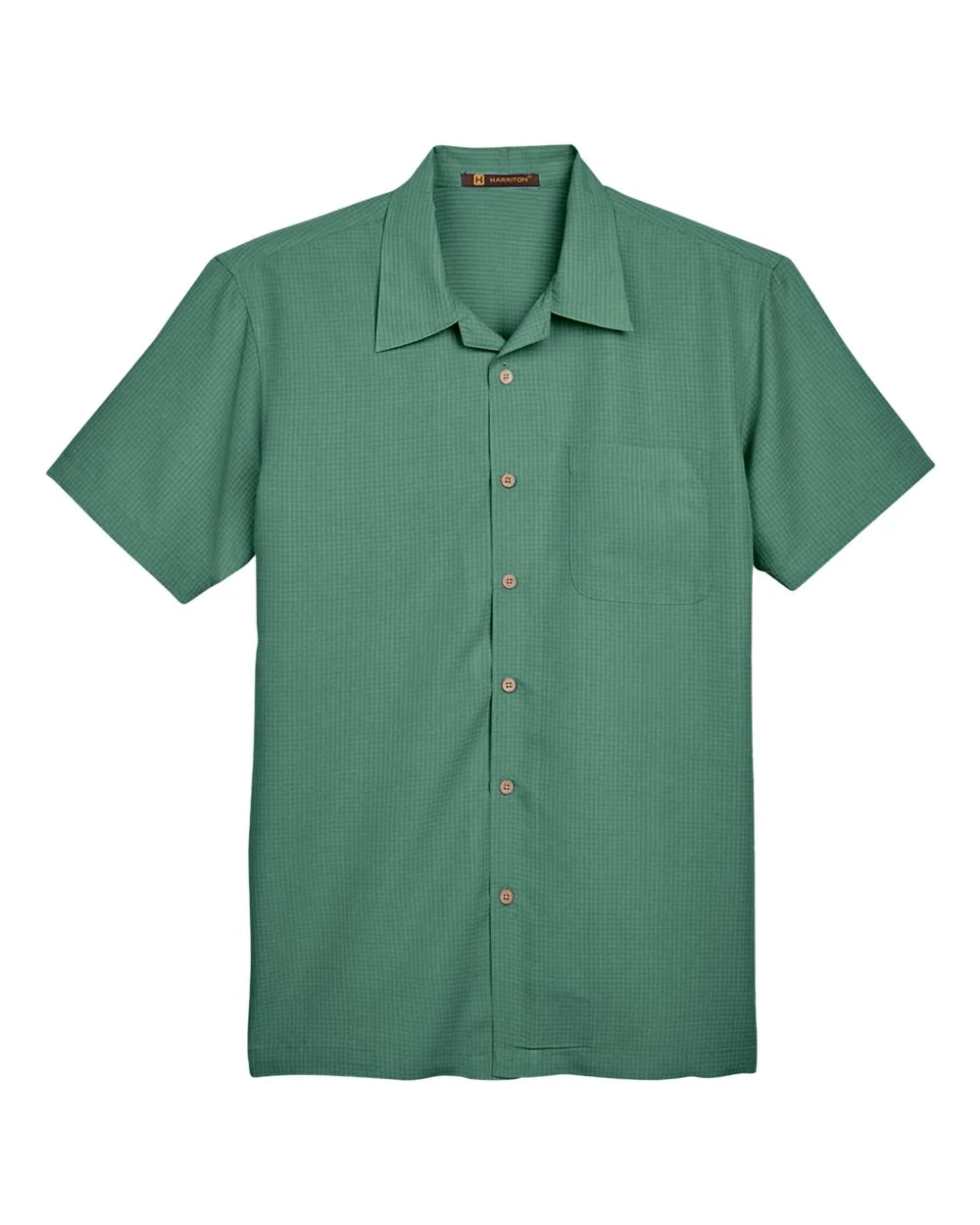 Harriton M560 Men's Barbados Textured Camp Shirt — blank garment, front view