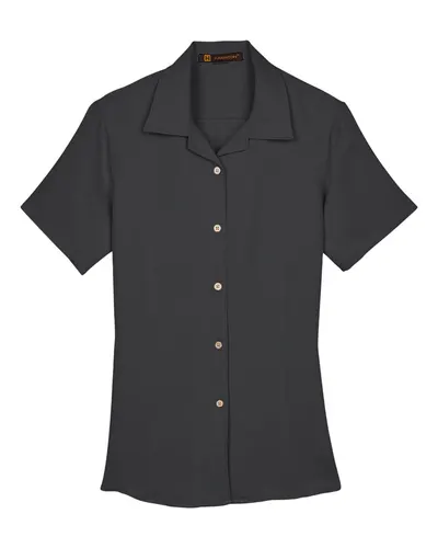 Harriton M570W Women's Bahama Cord Camp Shirt — blank garment, front view