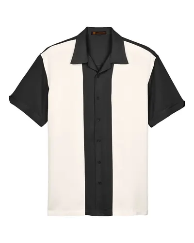 Harriton M575 Men's Two-Tone Camp Shirt — blank garment, front view