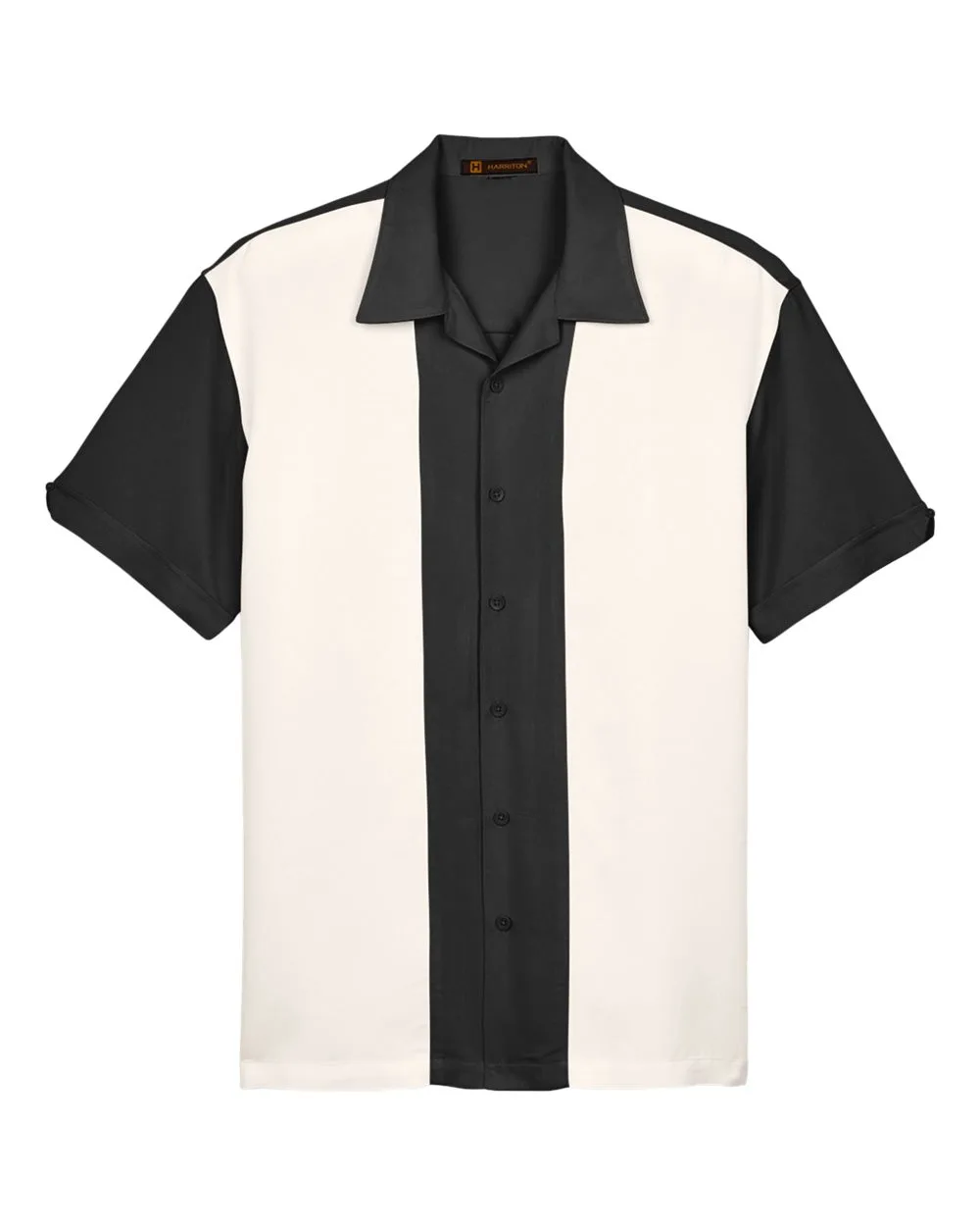 Harriton M575 Men's Two-Tone Camp Shirt — blank garment, front view