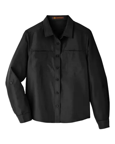 Harriton M580LW Women's Key West Performance Staff Shirt — blank garment, front view