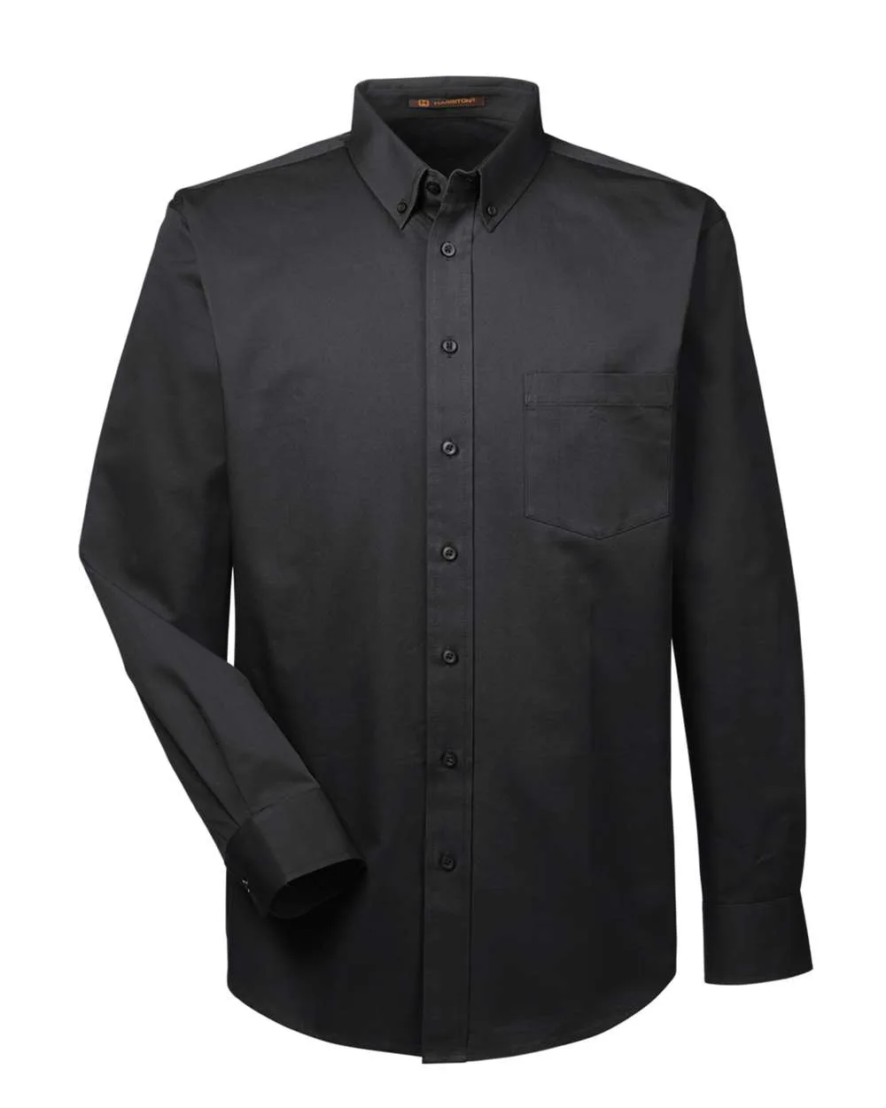 Harriton M581 Men's Foundation Cotton Twill Dress Shirt with Teflon — blank woven shirt, front view