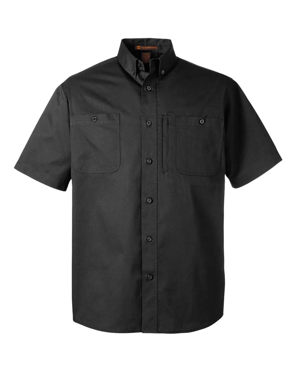 Harriton M585 Men's Advantage IL Short Sleeve Work Shirt — blank garment, front view