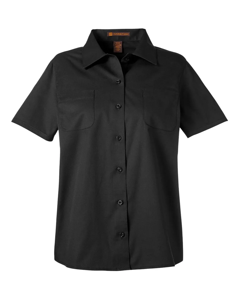 Harriton M585W Women's Advantage IL Short Sleeve Dress Shirt — blank woven shirt, front view