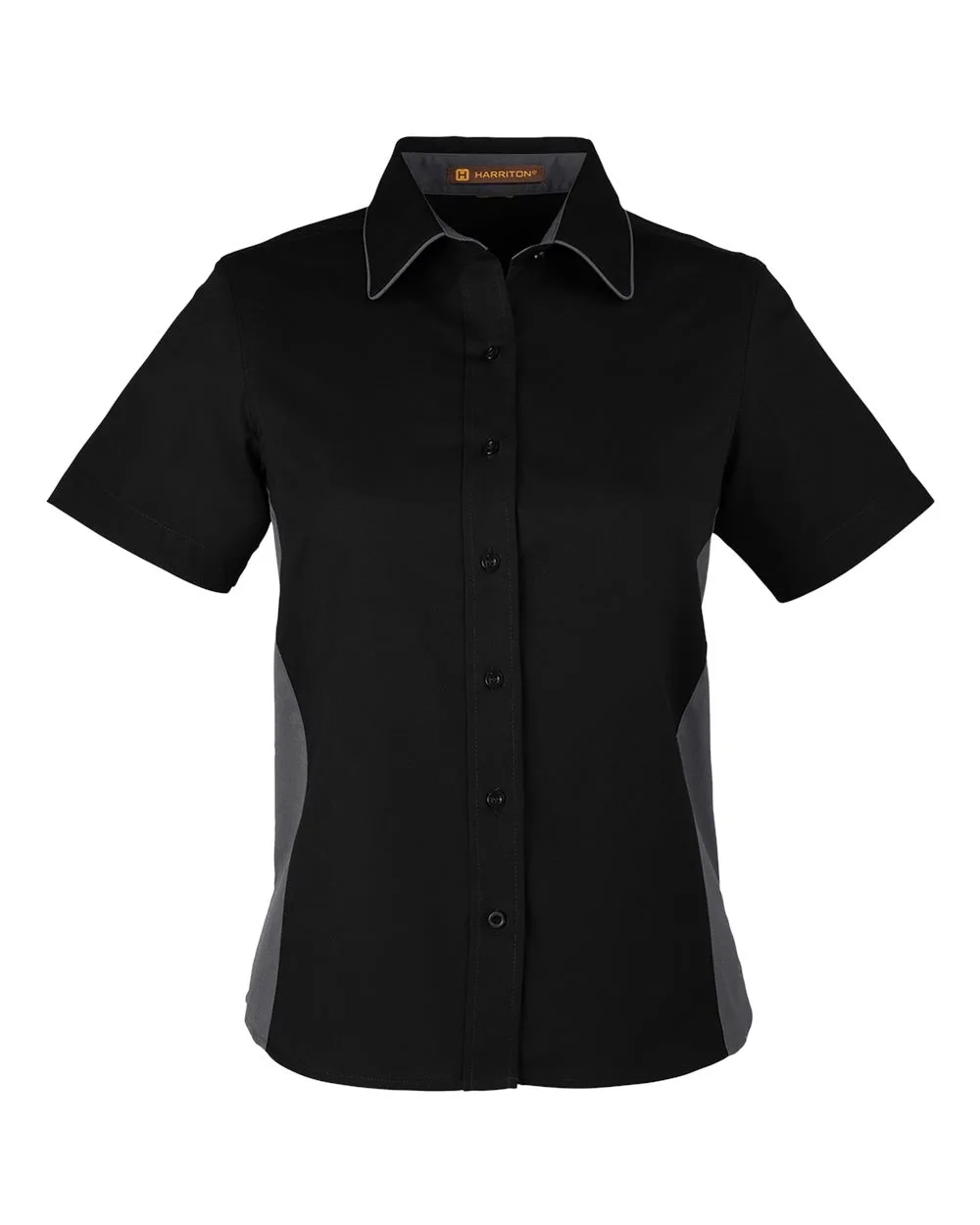 Harriton M586W Women's Flash IL Colorblock Shirt — blank garment, front view