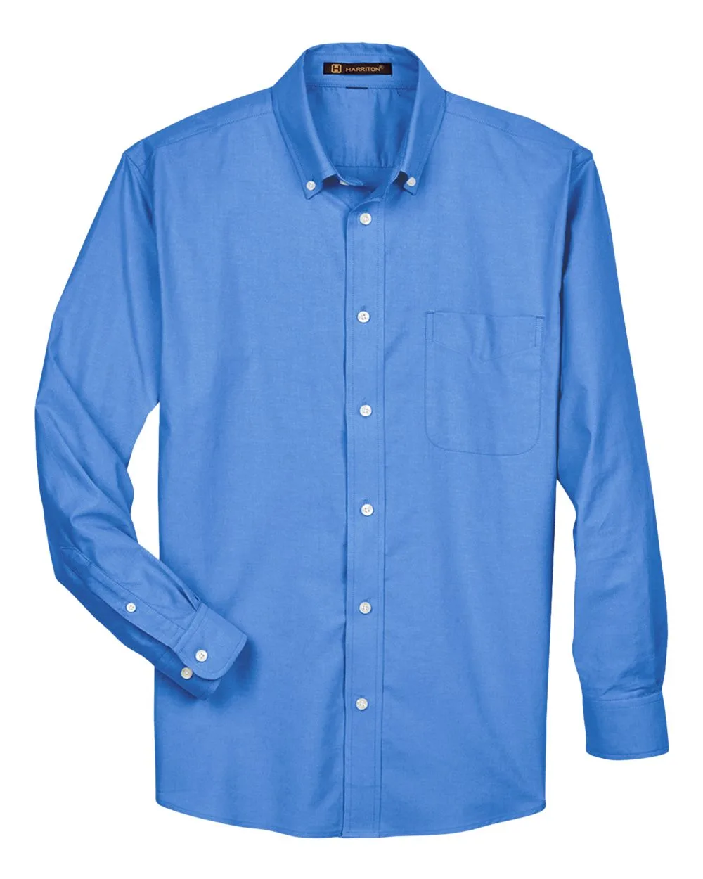 Harriton M600 Men's Oxford Shirt — blank woven shirt, front view