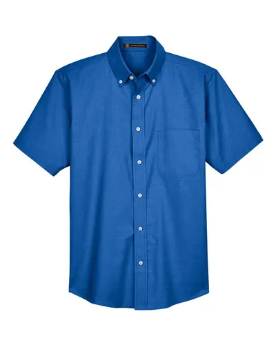 Harriton M600S Men's Oxford Short Sleeve with Stain-Release — blank woven shirt, front view
