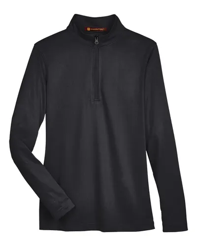 Harriton M748W Women's Advantage Snag Protection Plus Quarter-Zip Pullover — blank garment, front view