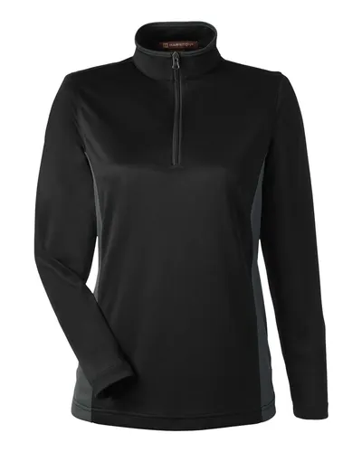 Harriton M786W Women's Flash Snag Protection Plus IL Colorblock Quarter-Zip Pullover — blank garment, front view