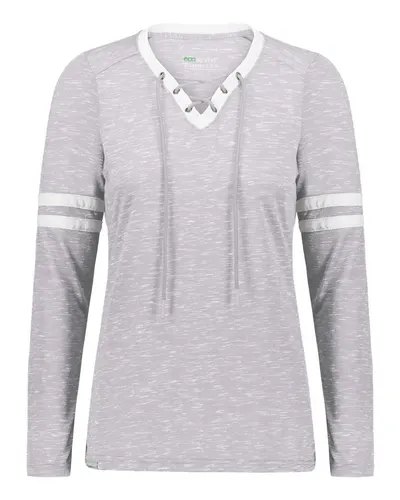 Holloway 223246 Women's Eco Revive™ Monterey Long Sleeve V-Neck T-Shirt — blank t-shirt, front view