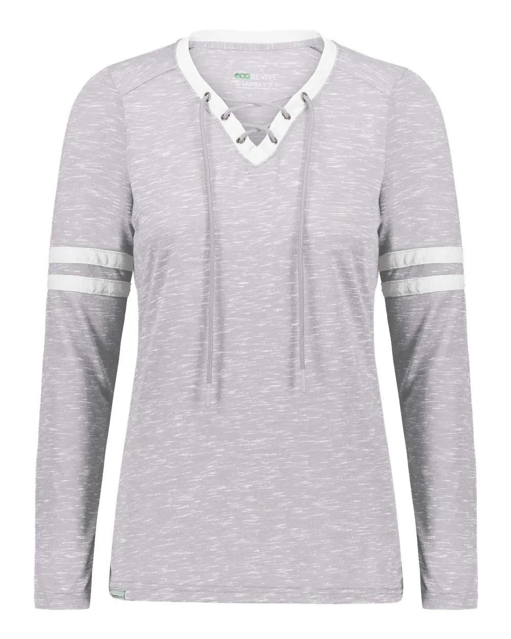 Holloway 223246 Women's Eco Revive™ Monterey Long Sleeve V-Neck T-Shirt — blank t-shirt, front view
