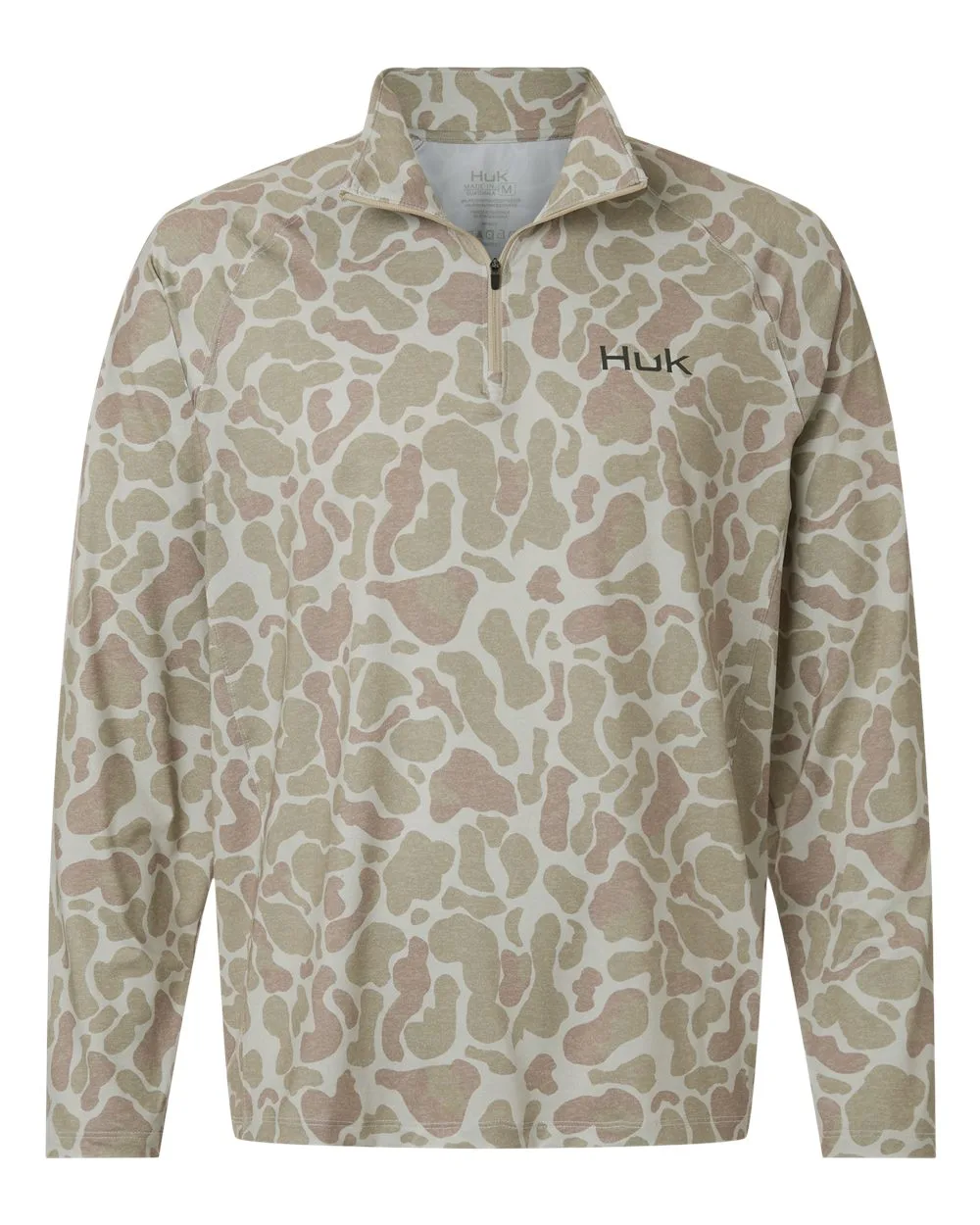 HUK H1200720 Men's Airweight KC Printed Quarter-Zip Pullover — blank garment, front view