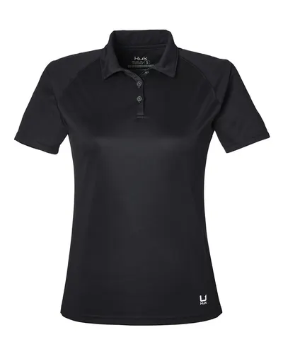 HUK H612L03 Women’s LoPro Solid Performance Polo — blank polo, front view