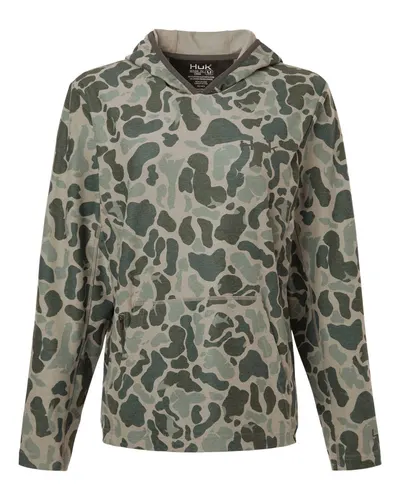 HUK H6130037 Women's Coldfront+ KC Print Hooded Sweatshirt — blank hooded sweatshirt, front view