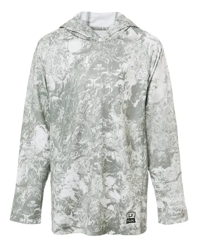 HUK H712L003 Youth Pursuit Mossy Oak Printed Hooded Long Sleeve T-Shirt — blank hooded sweatshirt, front view