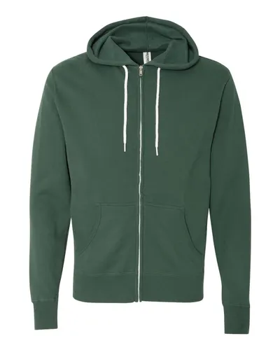 Independent Trading Co. AFX90UNZ Unisex Lightweight Full-Zip Hooded Sweatshirt — blank hooded sweatshirt, front view