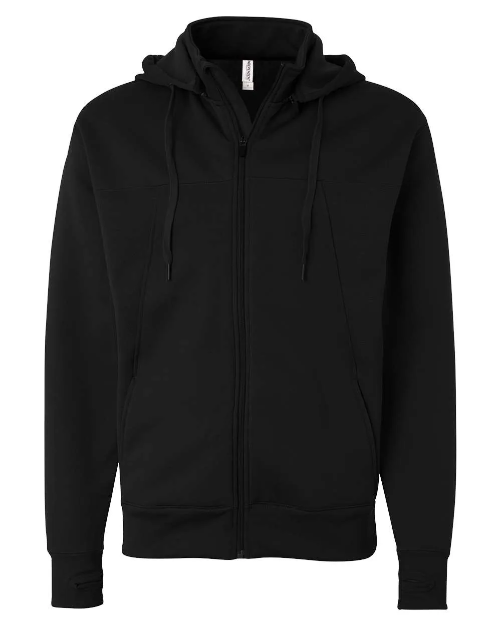 Independent Trading Co. EXP80PTZ Unisex Poly-Tech Full-Zip Hooded Sweatshirt — blank hooded sweatshirt, front view
