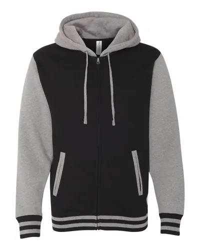 Independent Trading Co. IND45UVZ Unisex Heavyweight Varsity Full-Zip Hooded Sweatshirt — blank hooded sweatshirt, front view
