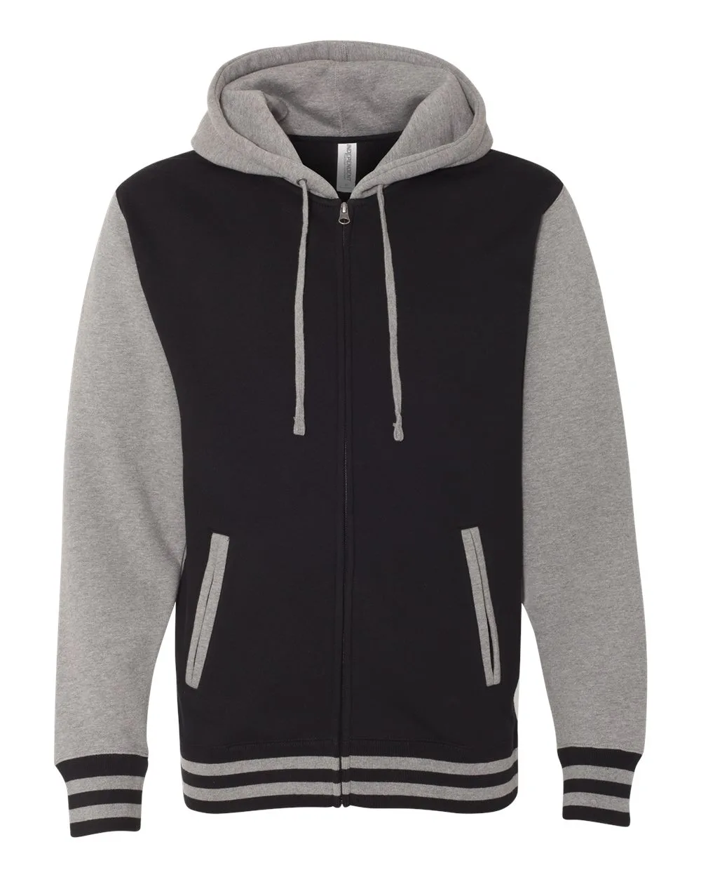 Independent Trading Co. IND45UVZ Unisex Heavyweight Varsity Full-Zip Hooded Sweatshirt — blank hooded sweatshirt, front view