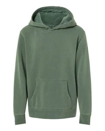 Independent Trading Co. PRM1500Y Youth Midweight Pigment-Dyed Hooded Sweatshirt — blank hooded sweatshirt, front view