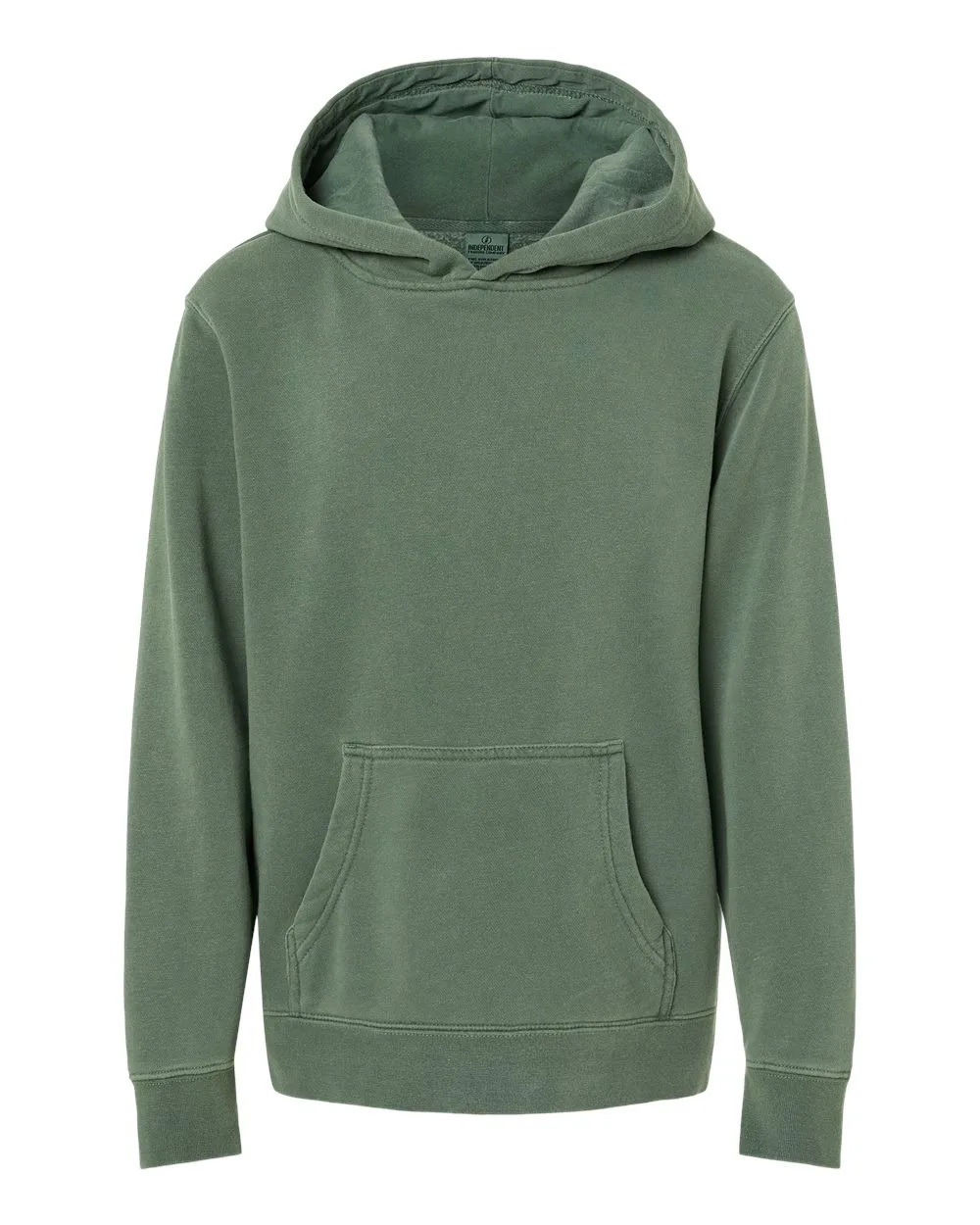 Independent Trading Co. PRM1500Y Youth Midweight Pigment-Dyed Hooded Sweatshirt — blank hooded sweatshirt, front view