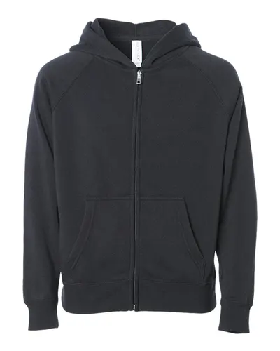 Independent Trading Co. PRM15YSBZ Youth Lightweight Special Blend Raglan Zip Hood — blank garment, front view