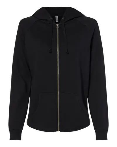 Independent Trading Co. PRM2500Z Women's California Wave Wash Full-Zip Hooded Sweatshirt — blank hooded sweatshirt, front view