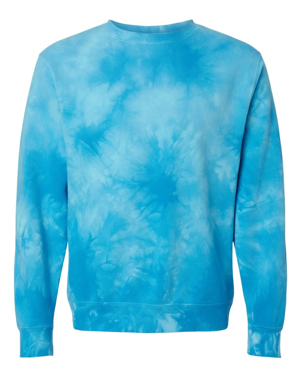 Independent Trading Co. PRM3500TD Unisex Midweight Tie-Dyed Crewneck Sweatshirt — blank crewneck sweatshirt, front view
