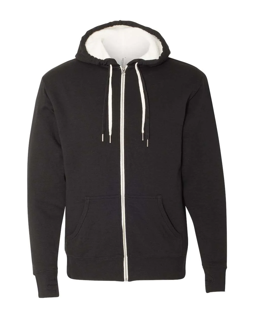 Independent Trading Co. PRM90 Unisex Sherpa-Lined Hooded Sweatshirt — blank hooded sweatshirt, front view
