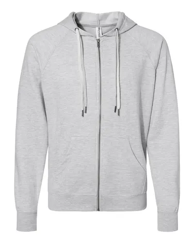 Independent Trading Co. SS1000Z Unisex Icon Lightweight Loopback Terry Full-Zip Hooded Sweatshirt — blank hooded sweatshirt, front view
