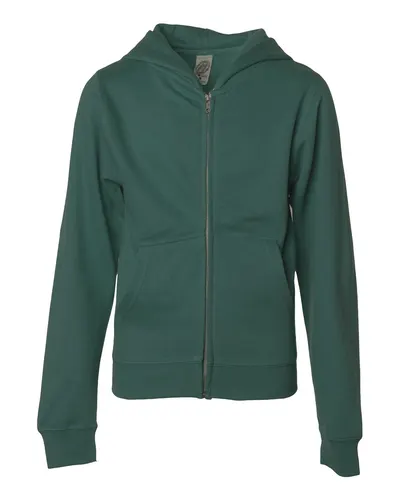 Independent Trading Co. SS4001YZ Youth Midweight Full-Zip Hooded Sweatshirt — blank hooded sweatshirt, front view