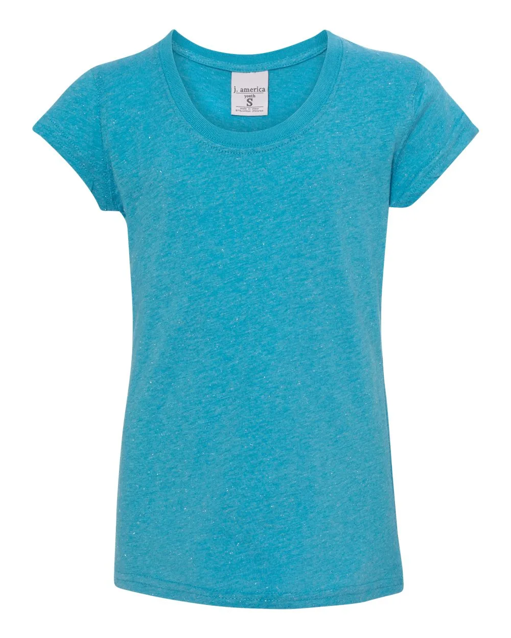 J. America 8129 Youth Glitter T-Shirt — blank t-shirt, front view