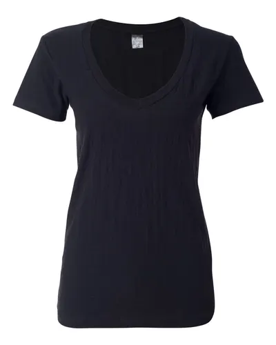 J. America 8169 Women's V-Neck Slub T-Shirt — blank t-shirt, front view