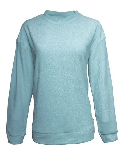 J. America 8428 Women's Weekend Terry Mock Neck Pullover — blank garment, front view