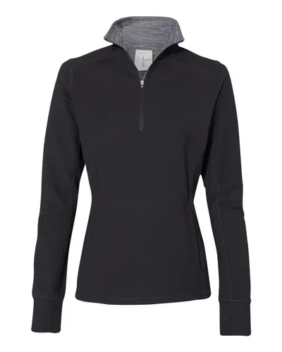 J. America 8433 Women’s Omega Stretch Quarter-Zip Pullover — blank garment, front view